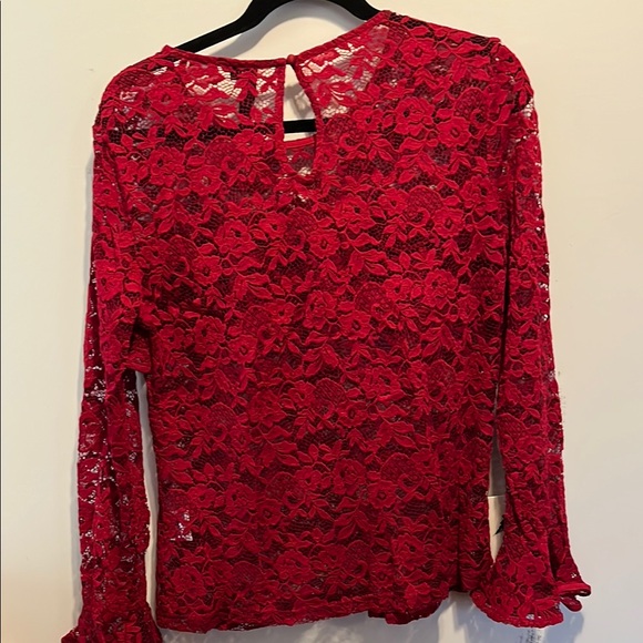 Red Lace Ruffle Top - Picture 2 of 6